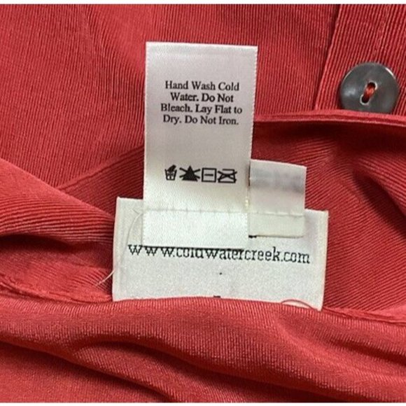 Coldwater Creek 3X Orange Acetate Slinky Button Up Back Long Sleeve Top - Picture 8 of 8